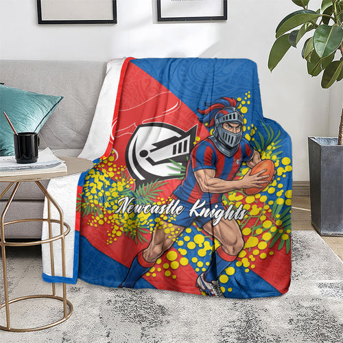 Newcastle Knights Blanket Golden Wattle Floral Polynesian - Australian Flower - Rugby Mascot