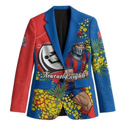 Newcastle Knights Blazer Golden Wattle Floral Polynesian - Australian Flower - Rugby Mascot