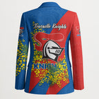 Newcastle Knights Blazer Golden Wattle Floral Polynesian - Australian Flower - Rugby Mascot