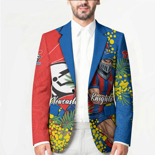 Newcastle Knights Blazer Golden Wattle Floral Polynesian - Australian Flower - Rugby Mascot