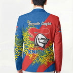 Newcastle Knights Blazer Golden Wattle Floral Polynesian - Australian Flower - Rugby Mascot