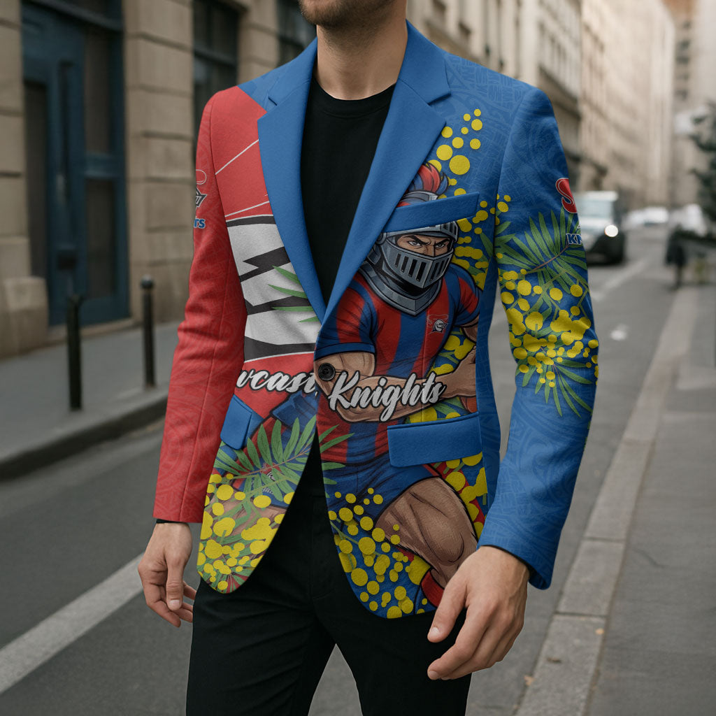 Newcastle Knights Blazer Golden Wattle Floral Polynesian - Australian Flower - Rugby Mascot