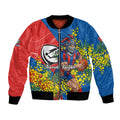 Newcastle Knights Bomber Jacket Golden Wattle Floral Polynesian - Australian Flower - Rugby Mascot