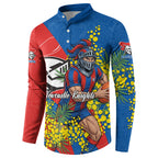 Newcastle Knights Button Sweatshirt Golden Wattle Floral Polynesian - Australian Flower - Rugby Mascot