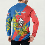 Newcastle Knights Button Sweatshirt Golden Wattle Floral Polynesian - Australian Flower - Rugby Mascot