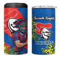 Newcastle Knights 4 in 1 Can Cooler Tumbler Golden Wattle Floral Polynesian - Australian Flower - Rugby Mascot
