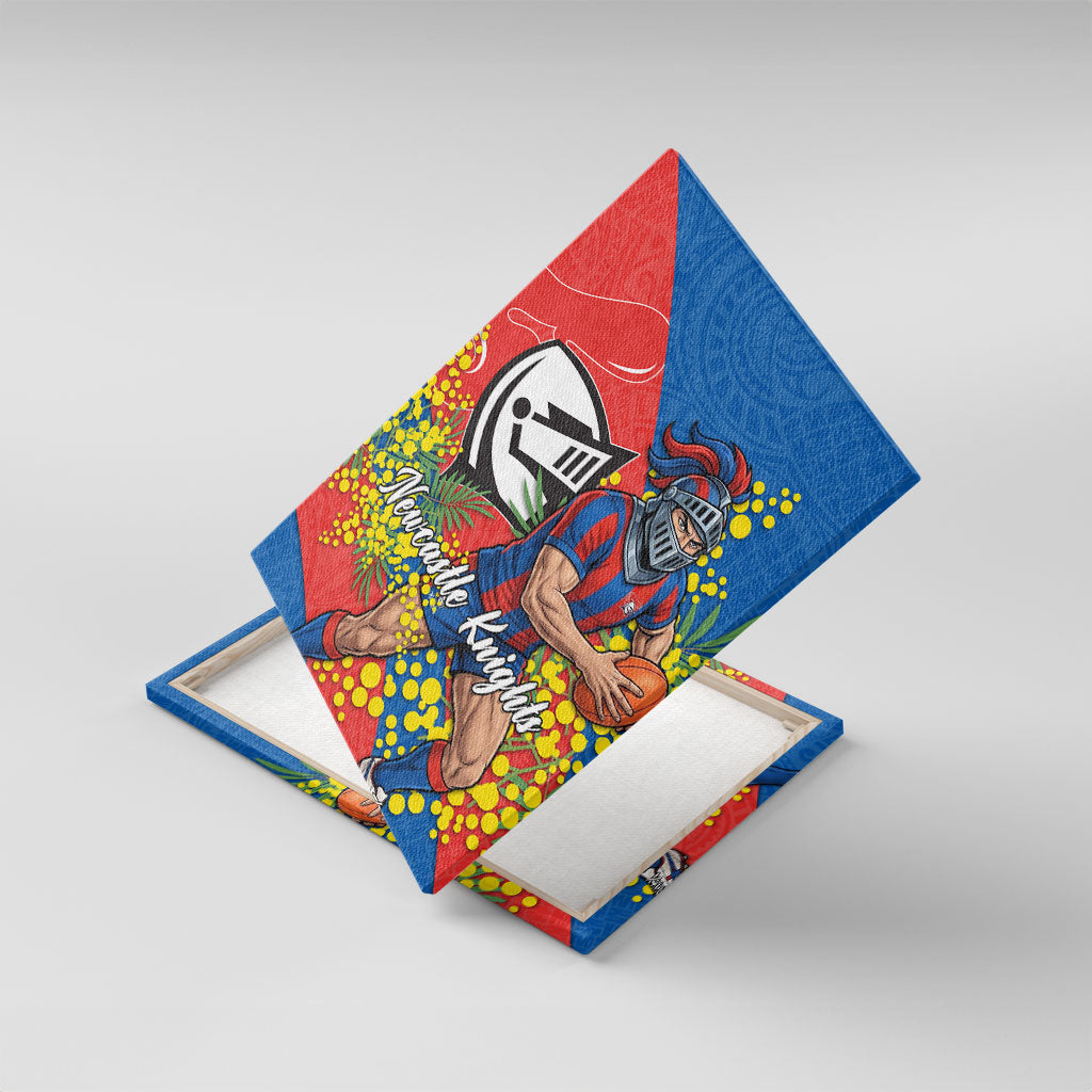 Newcastle Knights Canvas Wall Art Golden Wattle Floral Polynesian - Australian Flower - Rugby Mascot