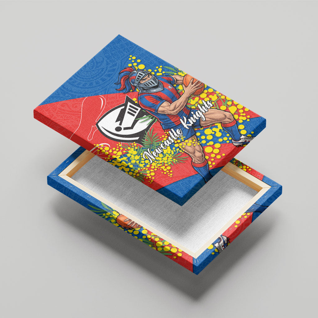 Newcastle Knights Canvas Wall Art Golden Wattle Floral Polynesian - Australian Flower - Rugby Mascot