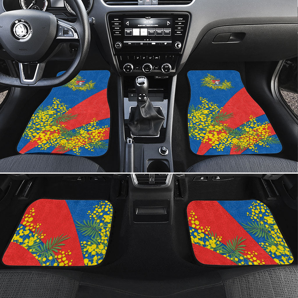 Newcastle Knights Car Mats Golden Wattle Floral Polynesian - Australian Flower - Rugby Mascot