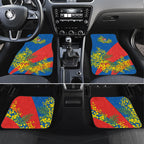 Newcastle Knights Car Mats Golden Wattle Floral Polynesian - Australian Flower - Rugby Mascot