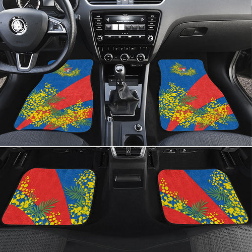 Newcastle Knights Car Mats Golden Wattle Floral Polynesian - Australian Flower - Rugby Mascot