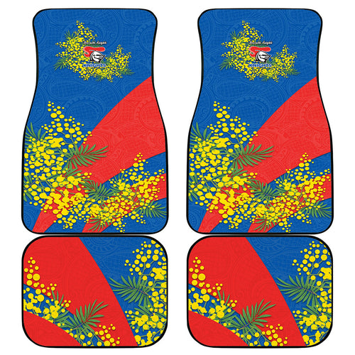 Newcastle Knights Car Mats Golden Wattle Floral Polynesian - Australian Flower - Rugby Mascot