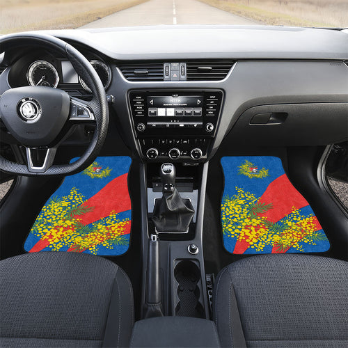 Newcastle Knights Car Mats Golden Wattle Floral Polynesian - Australian Flower - Rugby Mascot