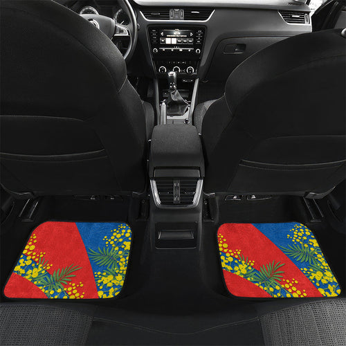 Newcastle Knights Car Mats Golden Wattle Floral Polynesian - Australian Flower - Rugby Mascot