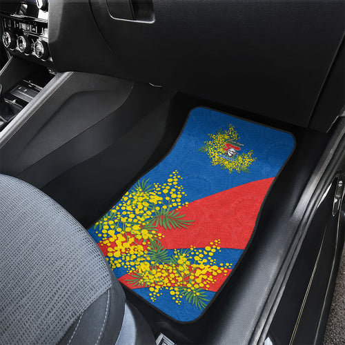 Newcastle Knights Car Mats Golden Wattle Floral Polynesian - Australian Flower - Rugby Mascot