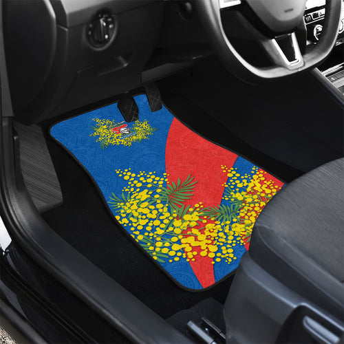 Newcastle Knights Car Mats Golden Wattle Floral Polynesian - Australian Flower - Rugby Mascot