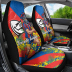 Newcastle Knights Car Seat Cover Golden Wattle Floral Polynesian - Australian Flower - Rugby Mascot