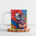 Newcastle Knights Ceramic Mug Golden Wattle Floral Polynesian - Australian Flower - Rugby Mascot
