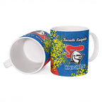 Newcastle Knights Ceramic Mug Golden Wattle Floral Polynesian - Australian Flower - Rugby Mascot