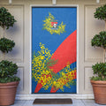 Newcastle Knights Door Cover Golden Wattle Floral Polynesian - Australian Flower - Rugby Mascot
