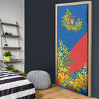 Newcastle Knights Door Cover Golden Wattle Floral Polynesian - Australian Flower - Rugby Mascot