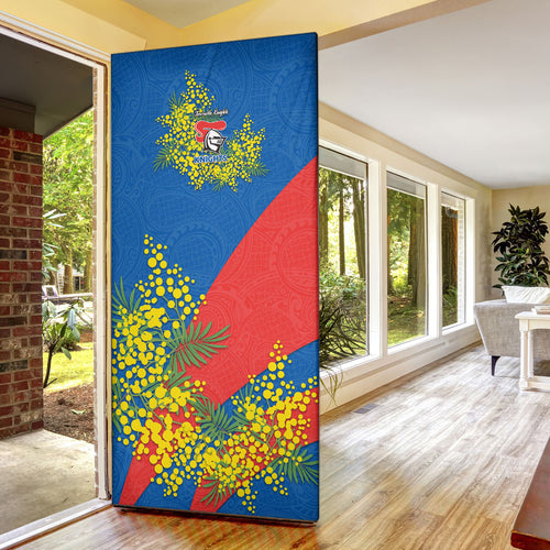 Newcastle Knights Door Cover Golden Wattle Floral Polynesian - Australian Flower - Rugby Mascot