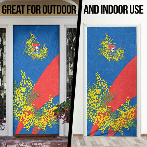 Newcastle Knights Door Cover Golden Wattle Floral Polynesian - Australian Flower - Rugby Mascot
