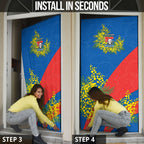 Newcastle Knights Door Cover Golden Wattle Floral Polynesian - Australian Flower - Rugby Mascot