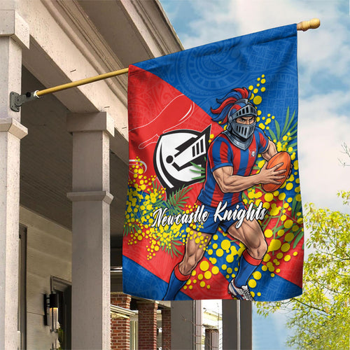 Newcastle Knights Garden Flag Golden Wattle Floral Polynesian - Australian Flower - Rugby Mascot