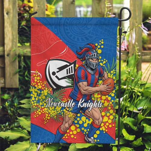 Newcastle Knights Garden Flag Golden Wattle Floral Polynesian - Australian Flower - Rugby Mascot