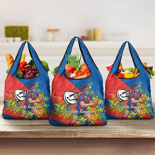 Newcastle Knights Grocery Bag Golden Wattle Floral Polynesian - Australian Flower - Rugby Mascot