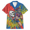 Newcastle Knights Hawaiian Shirt Golden Wattle Floral Polynesian - Australian Flower - Rugby Mascot