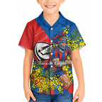 Newcastle Knights Hawaiian Shirt Golden Wattle Floral Polynesian - Australian Flower - Rugby Mascot