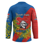Newcastle Knights Hockey Jersey Golden Wattle Floral Polynesian - Australian Flower - Rugby Mascot