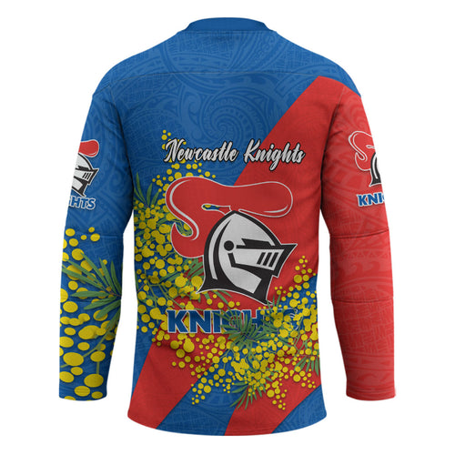 Newcastle Knights Hockey Jersey Golden Wattle Floral Polynesian - Australian Flower - Rugby Mascot