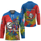 Newcastle Knights Hockey Jersey Golden Wattle Floral Polynesian - Australian Flower - Rugby Mascot