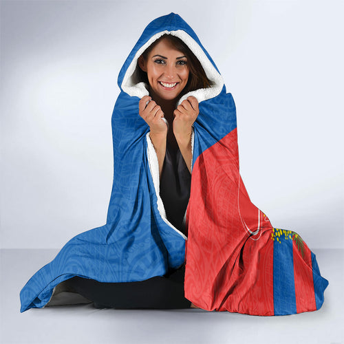 Newcastle Knights Hooded Blanket Golden Wattle Floral Polynesian - Australian Flower - Rugby Mascot