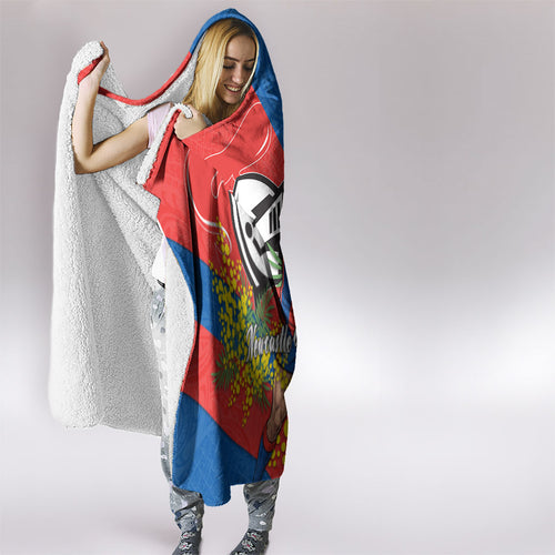 Newcastle Knights Hooded Blanket Golden Wattle Floral Polynesian - Australian Flower - Rugby Mascot