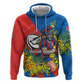 Newcastle Knights Hoodie Golden Wattle Floral Polynesian - Australian Flower - Rugby Mascot