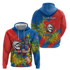 Newcastle Knights Hoodie Golden Wattle Floral Polynesian - Australian Flower - Rugby Mascot