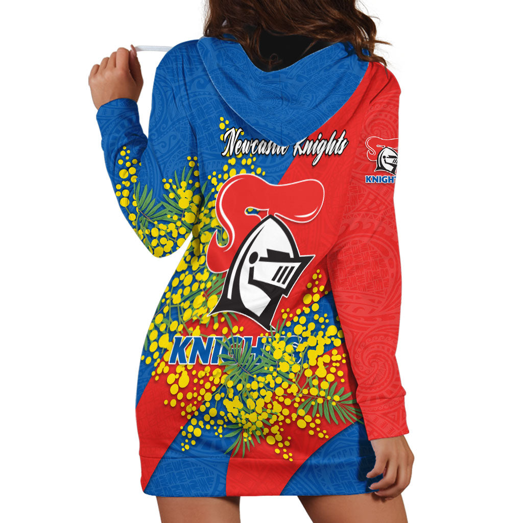 Newcastle Knights Hoodie Dress Golden Wattle Floral Polynesian - Australian Flower - Rugby Mascot