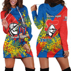 Newcastle Knights Hoodie Dress Golden Wattle Floral Polynesian - Australian Flower - Rugby Mascot