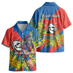Newcastle Knights Kid Hawaiian Shirt Golden Wattle Floral Polynesian - Australian Flower - Rugby Mascot