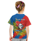 Newcastle Knights Kid T Shirt Golden Wattle Floral Polynesian - Australian Flower - Rugby Mascot