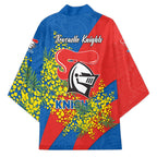 Newcastle Knights Kimono Golden Wattle Floral Polynesian - Australian Flower - Rugby Mascot