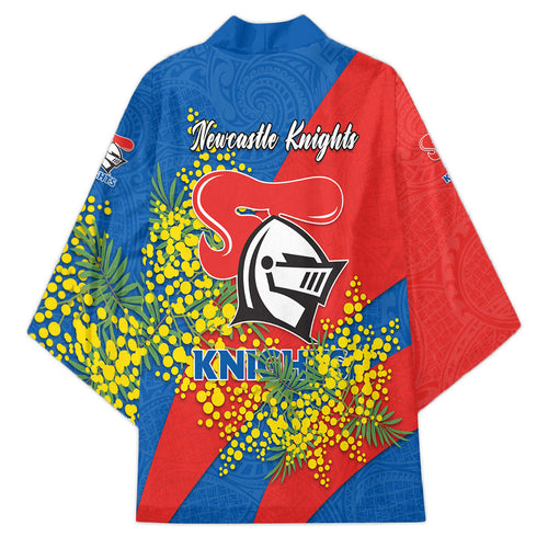 Newcastle Knights Kimono Golden Wattle Floral Polynesian - Australian Flower - Rugby Mascot