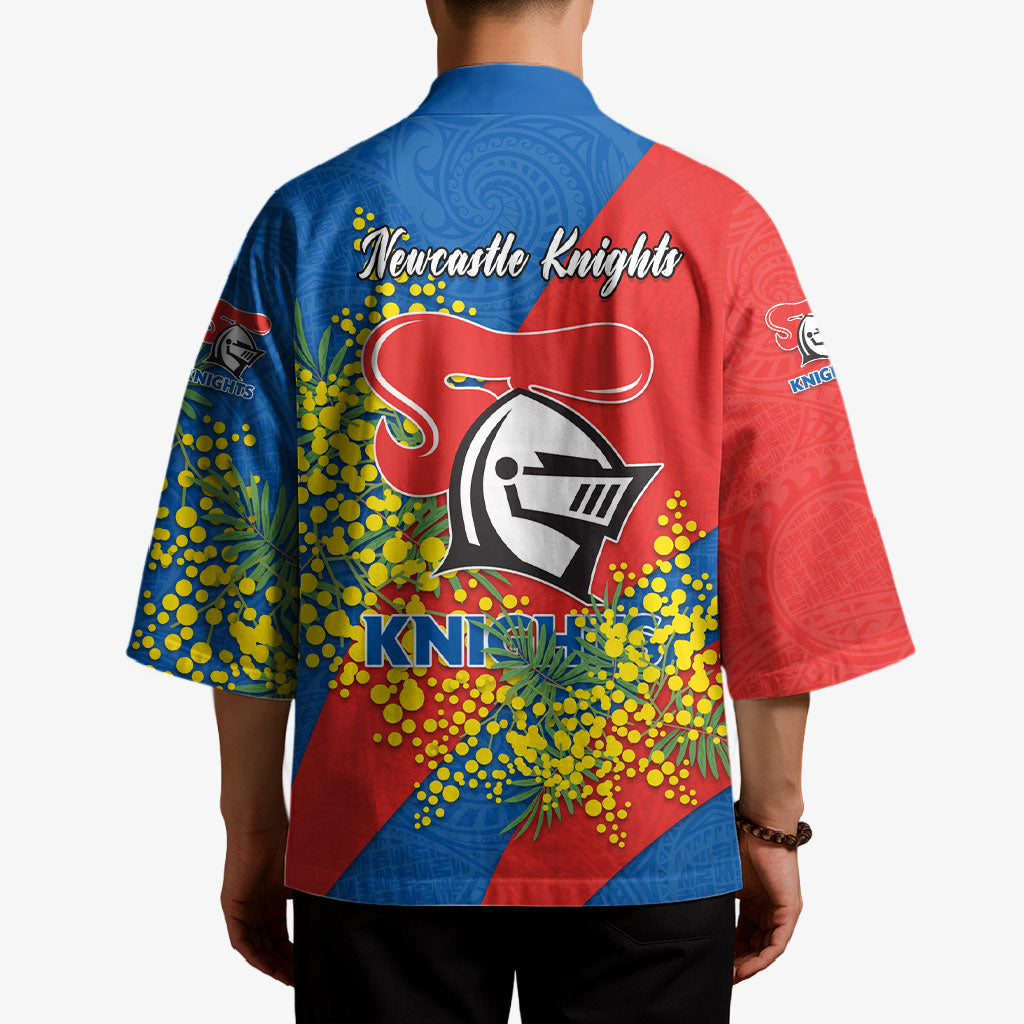 Newcastle Knights Kimono Golden Wattle Floral Polynesian - Australian Flower - Rugby Mascot