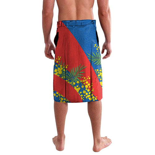 Newcastle Knights Lavalava Golden Wattle Floral Polynesian - Australian Flower - Rugby Mascot