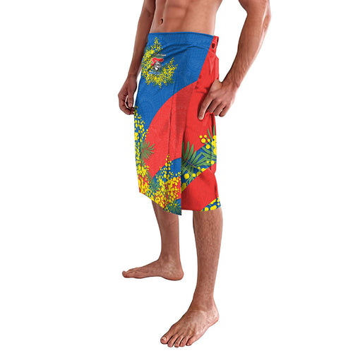 Newcastle Knights Lavalava Golden Wattle Floral Polynesian - Australian Flower - Rugby Mascot