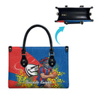 Newcastle Knights Leather Bag Golden Wattle Floral Polynesian - Australian Flower - Rugby Mascot